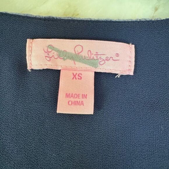 Lilly Pulitzer silk blend dusk velvet top true velvet navy size XS - Picture 5 of 8